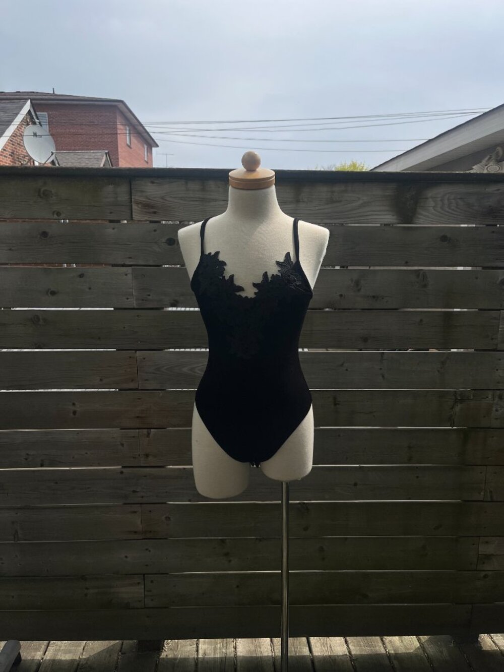 Topshop Black Velvet Applique Bodysuit Fleur Du Mal - Picture 2 of 7